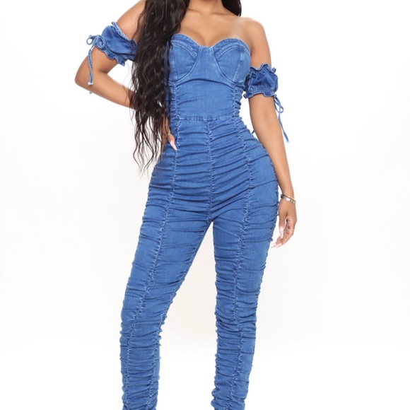 COPY - Denim Ruch Jumpsuit - Picture 1 of 1